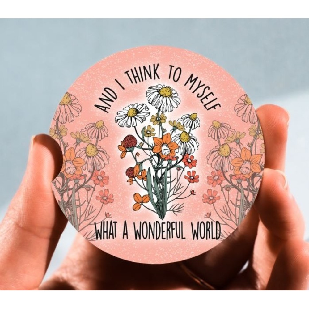 Set of 2 Car Coasters,‎ What A Wonderful World Car Coaster, Neoprene Car Coaster